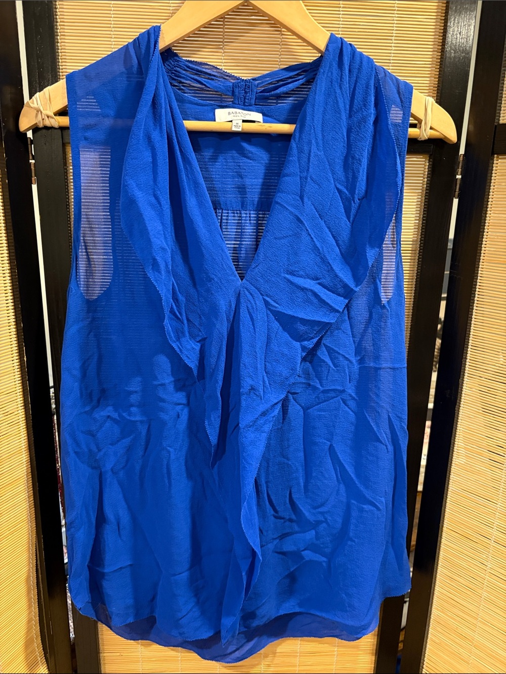 Babaton Silk Cobalt Blue Draped V-Neck top